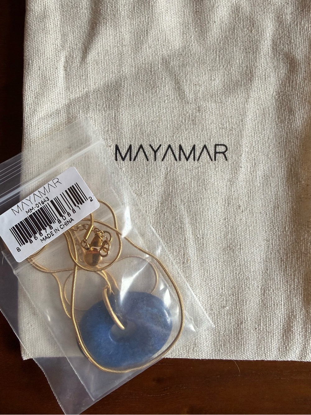 Mayamar Blue Lapis Necklace with Gold Snake Chain - Picture 6 of 6